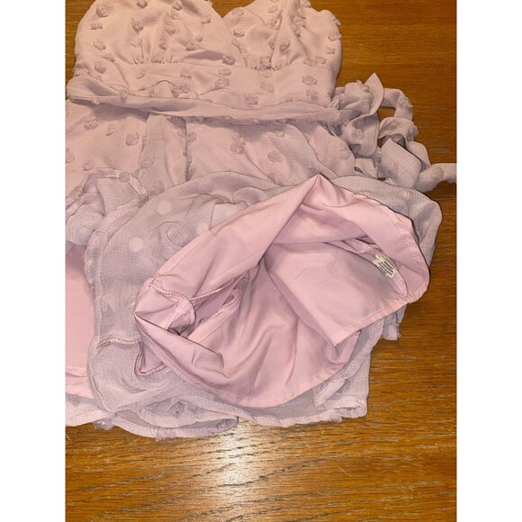 Womens Satin Polka Dot Sleeveless V-Neck Dress With Ruffled Layers And Tie Waist - Picture 5 of 8